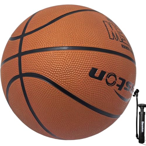Senston 27.5''/29.5'' Outdoor Basketball Excellent Elasticity/Grip Rubber Basketballs with Pump, Durable Size 5/7 Men Basketball - color: Brown, size: Size 5/27.5''