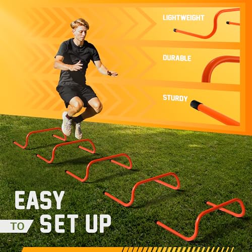 Yes4All Agility Speed Training Agility Hurdles for Athletes - 5 Pack - Speed and Agility Training Equipment for Soccer Basketball Football Hurdle Training - color: A. Set 5 Hurdles Neon Orange