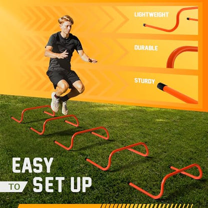 Yes4All Agility Speed Training Agility Hurdles for Athletes - 5 Pack - Speed and Agility Training Equipment for Soccer Basketball Football Hurdle Training - color: A. Set 5 Hurdles Neon Orange