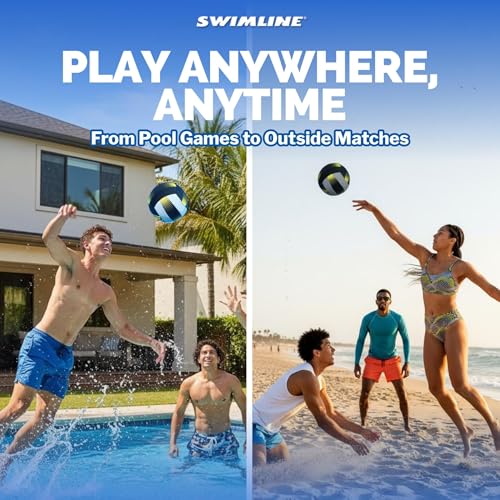 SWIMLINE Neoprene Pool & Beach Accessory for Active Group Play, Backyard Games, and Water Sports – Waterproof Soft Volleyball, Black & Yellow, 8.5" - style: Neoprene Pool Volleyball