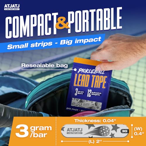 ATJATJ 12 Pcs Gray Lead Tape for Pickleball Paddles, 3g per Piece High-Performance Adhesive Tape, Pickleball Paddle Weight Strips, Lead Tape for Golf Clubs, Tennis Rackets Increase Control & Power