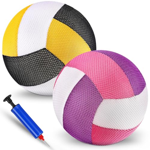Threan 2 Pcs 8.5 Inch Waterproof Pool Volleyball Colorful Grip Water Volleyball Beach Toy Pool Sports Training Ball Outdoor and Indoor Activities