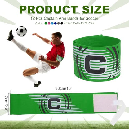 PATIKIL Soccer Captain Armband, 12 Pcs Captain Arm Bands for Soccer Elastic Captain C Arm Band Sports Captain Armbands for Youth Adult Football Team Training 6 Color