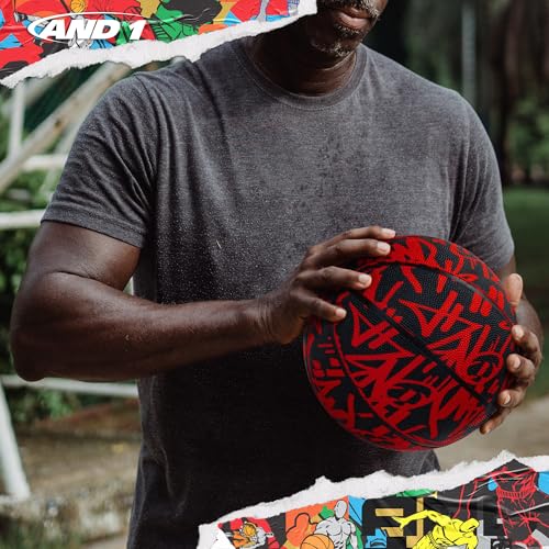 AND1 Street Ink Rubber Basketball: Official Regulation Size 7 (29.5 inches) Rubber Basketball - Deep Channel Construction Streetball, Made for Indoor Outdoor