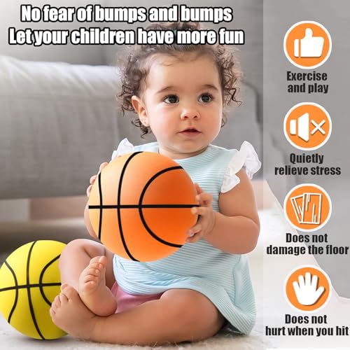 Sprstar Silent Basketball Size 7 (29.5") - 2026 New Upgrade Foam Basketball Arcade Game Indoor | Ball for Quiet Dribbling and Indoor Training,Pro PU Foam Ball – Higher Bounce