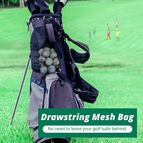 Mesh Bags with Drawstring - 2 Pack Nylon Golf Ball Storage Mesh Bags Sports Equipment Organizer Sack for Collecting Half Balls, Tennis, Toys, Beach, Travel