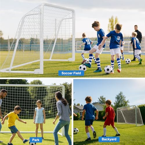 MOPHOTO Soccer Goal, 6X4/8x6/10x6.5/12x6/16x7/18.5x6.5/21x7/24x8ft Soccer Goals for Backyard, Full Size Soccer Goal for Teens & Adults Training - size: 10x6.5FT, style: Alloy Steel-Foldable