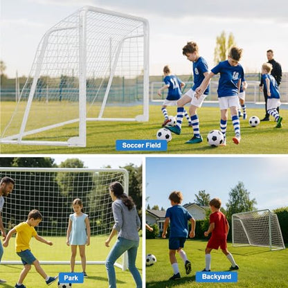 MOPHOTO Soccer Goal, 6X4/8x6/10x6.5/12x6/16x7/18.5x6.5/21x7/24x8ft Soccer Goals for Backyard, Full Size Soccer Goal for Teens & Adults Training - size: 10x6.5FT, style: Alloy Steel-Foldable