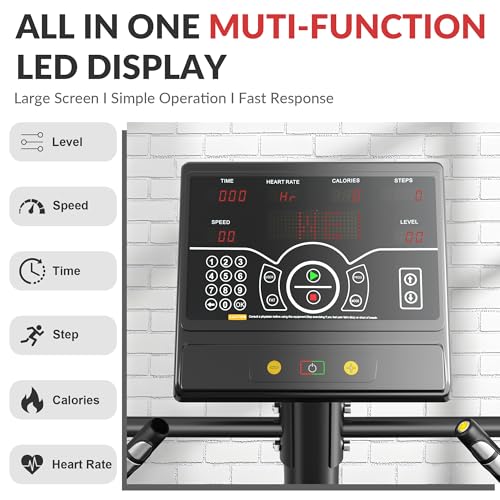 Fitvids Stair Stepper Machine, Commercial Grade Stair Climber with 15 Resistance Levels, Continuous Stair Stepping Machine for Cardio and Lower Body Workouts, LED Screen, Exercise Machine for Home Gym