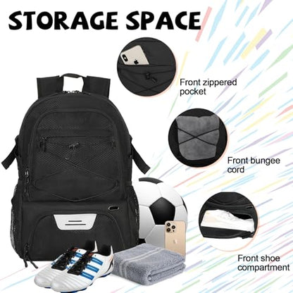 Goloni Basketball Backpack Bag,35L Basketball Bag with with Separate Ball & Shoe Compartments,Large Sports Bag for Basketball - color: black
