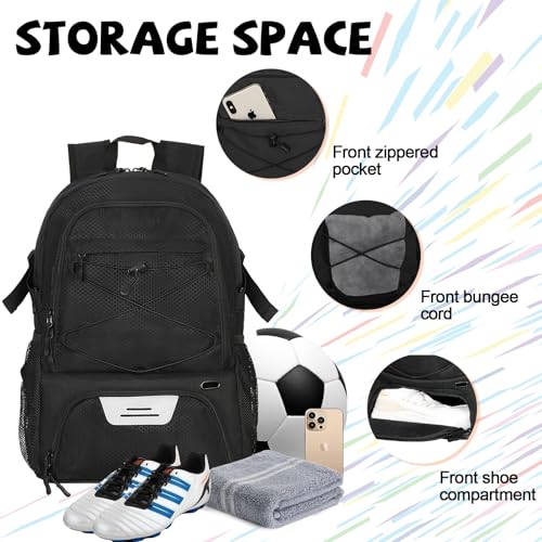 Goloni Basketball Backpack Bag,35L Basketball Bag with with Separate Ball & Shoe Compartments,Large Sports Bag for Basketball - color: black
