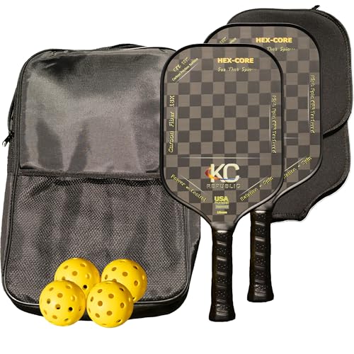 Pickleball Paddle Set – 18K Friction Carbon Fiber Paddles with Covers, 2 Thermoforming 4-Layer Rackets, 4 Outdoor Pickleballs & Carry Bag | USAPA Approved Lightweight & 16MM Polymer Honeycomb Core