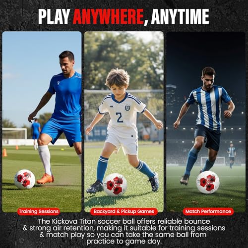Professional Soccer Ball Size 4 & 5 – Seamless Training & Match Ball for Youth, Kids & Adults, Waterproof Synthetic PU Leather, Superior Air Retention - size: TITAN (Size 5)