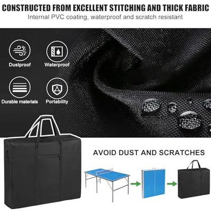 Heavy Duty Folding Ping Pong Table Storage Bag,[Thick Fabric+Front Pocket] 37" x 5" x 37",For 6 x 3 FT Foldable portable Table Tennis Table,Large Waterproof Carry Bag with Pad Handle,(Only bag)