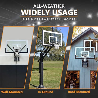 Basketball Rim Replacement, Single-Spring Breakaway Basketball Rim Outdoor Indoor, Universal 18 Inch Heavy Duty Basketball Hoop Rim and Net - color: BLACK, style: TUBE TIE Basketball Rim