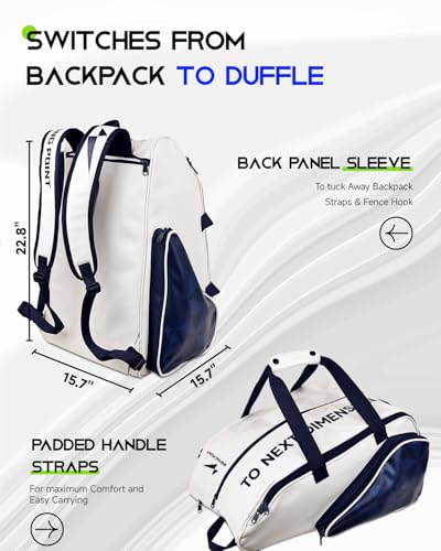 Warping Point Pro Team Pickleball Bag for Men & Women, 2-in-1 Large Duffle Backpack Fits 4+ Paddles & Gear, Ventilated Shoe Compartment, Fence Hook, Multi-Pocket Design