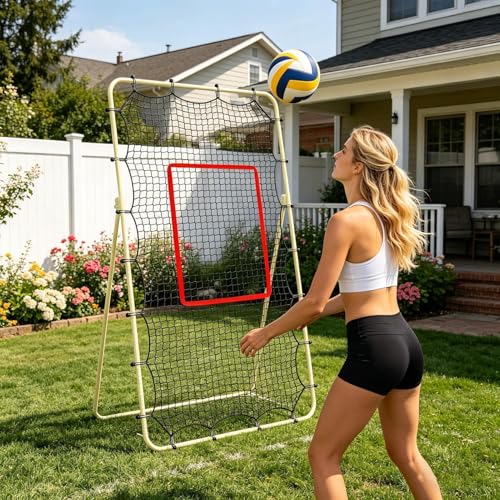 Volleyball Return Net - 7x4Ft Heavy Duty Training Rebounder, Elastic Rope Target Practice Equipment, Durable Sports Net System | Volleyball Return Nets for Outdoor Backyard Court Beach Home Gym
