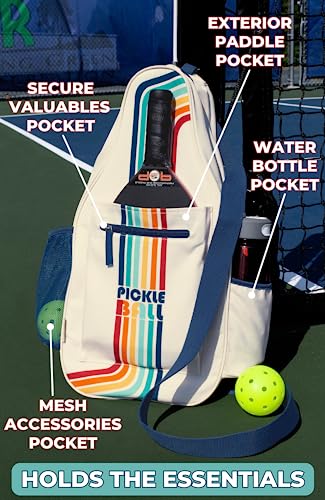 STEEL MILL AND CO. Pickleball Bags for Ladies and Men, Unisex Pickleball Bag Holds 4 Pickleball Paddles, Adjustable Sling Bag with Fence Hook and Water Bottle Holder