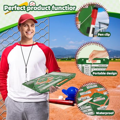 Magnetic Baseball Lineup Board，Baseballs Lineup Cards Baseball Lineup Board for Dugout Baseballs Clipboard for Coaches Softball Coach Must Haves Marker Boards Baseball Coaching Accessories（Green）