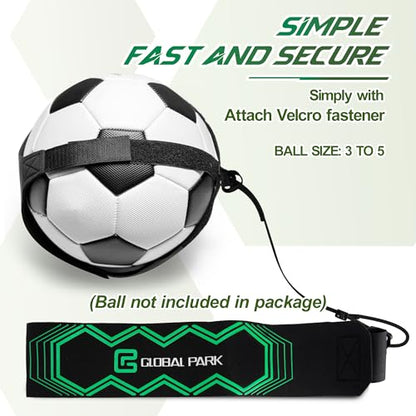 Global Park Soccer Trainer Adjustable Waist Belt - Football Training Equipment Aid for Ball Control, Passing & Shooting, Kick Throw Trainer Solo Practice Volleyball, Rugby for Kids Adults at Home - color: Green