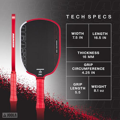 JOOLA Agassi PRO IV 16mm Pickleball Paddle w/Extended Sweet Spot - Carbon Fiber Surface Increases Spin & Control - SK Film for Power & Larger Sweet spot - UPA-A Certified - USAP Approved - NFC Chip - color: Single | 16mm Carbon | Agassi Pro
