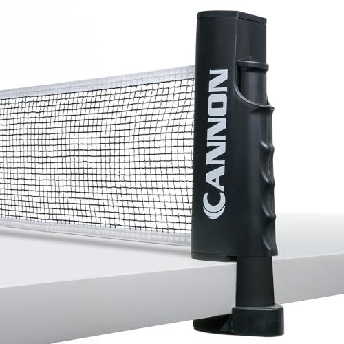 Cannon Sports Retractable Table Tennis Net – Clamp-On Portable Net for Any Table – Adjustable Length up to 6 Feet, Fits Tables up to 2 Inch Thick – Indoor & Outdoor Play