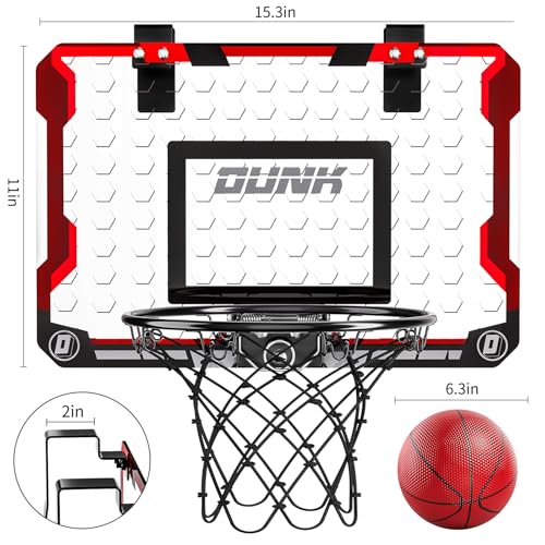 TEMI Indoor Basketball Hoop for Kids, Door Room Basketball Hoop,Mini Basketball Hoop with 4 Balls, Basketball Toys for 3 4 5 6 7 8 9 10 11 12 Year Old Boys