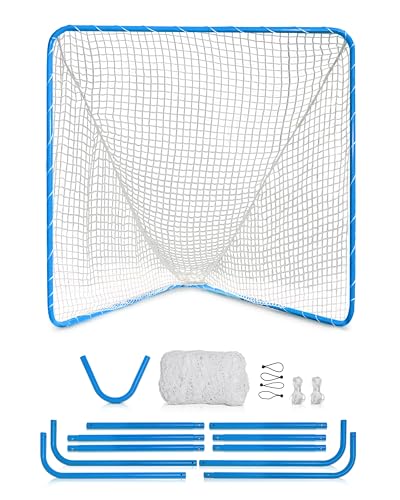 Velocity Official Size 6x6x7' Backyard Lacrosse Practice and Training Goal, Includes 4MM Lacrosse Net, for Youth, Kids, and Adults