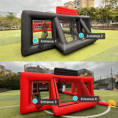Portable Inflatable Sports Court Inflatable Soccer & Basketball & Volleyball Field 3-in-1 Multiple Sport Game with Blower for Birthday/School Playground/Family/Team Games - style: 34x14.5x 8.6ft
