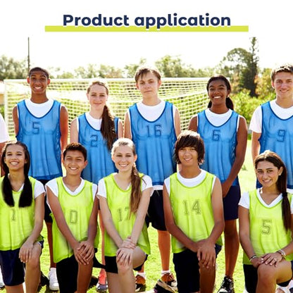 Boyiee Pinnies Scrimmage Vests, Nylon Mesh Team Practice Jersey Youth Pinnies for Sports Basketball Soccer Football - color: Fluorescent Green and Blue