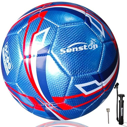 Senston Soccer Ball Size 3 & Size 4 & Size 5 for Kids and Adult Official Match Training Soccer Ball with Pump - color: blue, size: size 5