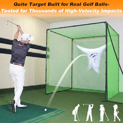 Gagalileo Golf Driving Cage Net: Heavy Duty 1 in Steel Frame - Noise Reduction Target for Backyard Garage Indoor Simulator - 7x7x7 FT High Density Hitting Swing Practice - size: 7x7x7ft without Bottom