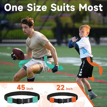 Flag Football Belts, Flags for Flag Football Set 14 Player, Flag Football for Kids Adults and Youth Training Equipment - color: Teal and Orange