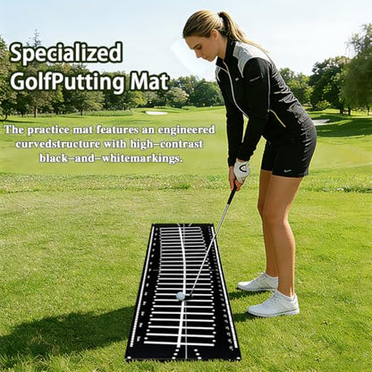 Golf Putting Mat,Putting Matt for Indoors Golf Putting Practice,Perfect Golf Alignment Track Putting Aid for Putter Training,Golf Putting Mat Practice in Office,Patio,Home and Yard