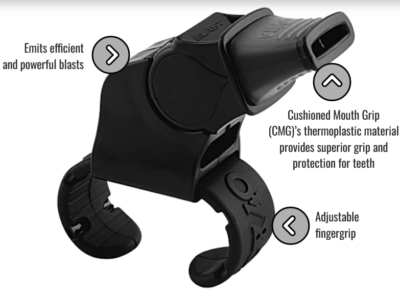 Fox 40 Sonik Blast CMG Fingergrip Pealess Whistle - Black