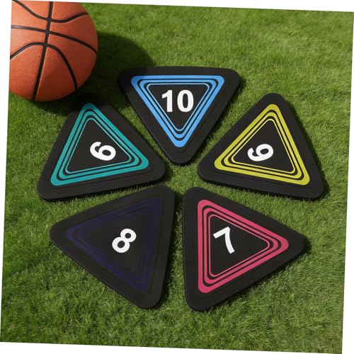 10pcs Non-Slip Sports Dots and Football Training Markers, Flat Triangular Numbered Spot Markers for Soccer and Basketball Agility Drills, Sturdy Floor Cones for Indoor Outdoor