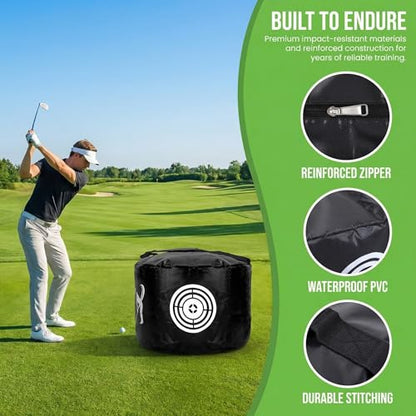 Golf Impact Bag - The Perfect Swing Trainer & Gift for Golf Enthusiasts - color: BLACK
