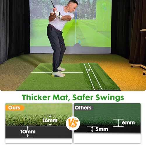 RELILAC 5x4ft Golf Mat with Ball Tray, 26/31mm Thickened Golf Hitting Mats for Backyard, Driving Range, Indoor & Outdoor Practice, Turf Matt with 3 Tees for Chipping Swing Driving Training