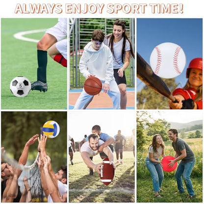 Deekin 12 Pcs Assorted Sport Ball Set for Youth Adult Official Size Basketball Football Volleyball Soccer Baseball Playground Ball with Bag and Pump Gifts