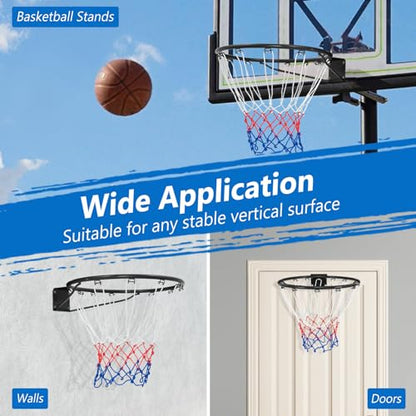Goplus 18’’/15’’ Replacement Basketball Rim, Wall Door Mounted Basketball Hoop with All Weather Net, Indoor Outdoor Hanging Basketball Rim Goal Outside - size: 15", style: Black