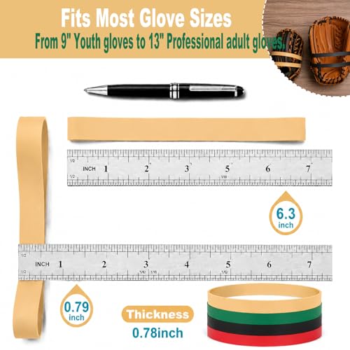 20 Pcs Baseball Glove Rubber Bands, Baseball Glove Wrap Strap, 4 Colors Baseball Glove Shape Keeper Bands for Softball & Baseball, Glove Shaper, Fits Most Gloves
