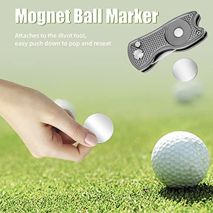Mile High Life Golf Divot Repair Tool, All Metal Foldable Divot Tool with Pop-up Button & Magnetic Ball Marker, 2-6 Pack - color: Gray Fish