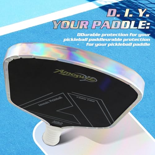 Pickleball Edge Guard Tape, Laser Silver Pickleball Protection Tapes 3 Pcs, 28MM Width Extra Long & Thickness, No Wrinkling Edge Guard for 13MM & 16MM & 20MM Thicknesse Paddles - color: Laser Silver, size: 28MM Width