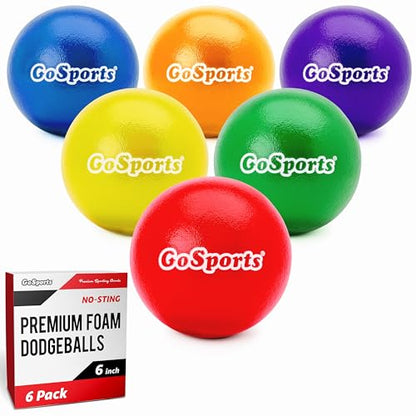 GoSports Soft Skin Foam Playground Dodgeballs - Set of 6 Includes Mesh Carry Bag - color: 6" Multicolor