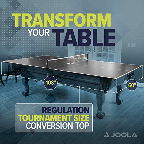 JOOLA Ping Pong Conversion Top with Net Set for Billiard and Pool Tables - Regulation Top Converts Billiards into Ping Pong Table - Includes Foam Padding for Protection - Steel Frame Option - color: Full Foam Back