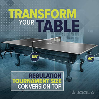 JOOLA Ping Pong Conversion Top with Net Set for Billiard and Pool Tables - Regulation Top Converts Billiards into Ping Pong Table - Includes Foam Padding for Protection - Steel Frame Option - color: Full Foam Back
