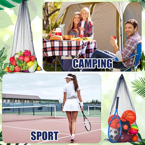 6 Pcs large Mesh Bag 24 x 48 inch Ball Mesh Drawstring Storage Sports Equipment Bag for Balls Beach - color: Blue