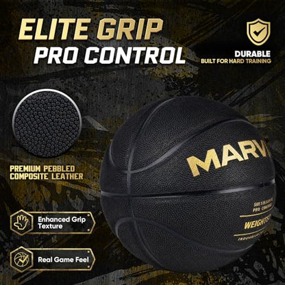 3LBS Elite Weighted Heavy Basketball Training Equipment, Official Size 7 (29.5"), Durable in&Outdoor, Enhanced Grip Composite Leather, Improve Handling Dribbling Passing Rebounding Skills