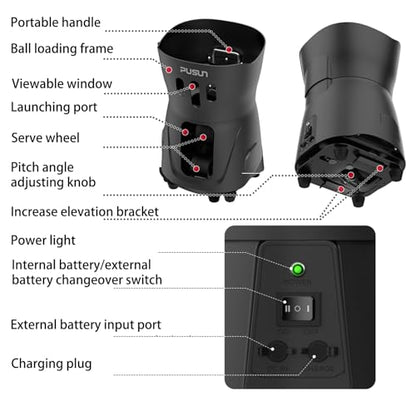 PT Mini Pro Tennis Ball Machine - Portable Smart Trainer for Beginners, 65+ Ball Capacity, 3-5H Battery Life, Adjustable Ball Speed & Angle, APP & Remote Control - color: Blakc