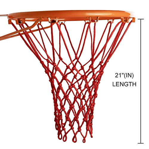 Sanung 2 Pieces Professional Basketball Net Replacement, Heavy Duty Anti Whip 12 Loops Red Standard Size Basketball Rim Net Fits Indoor and Outdoor All Weather